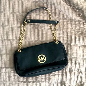 Michael Kors black shoulder bag with gold hardware